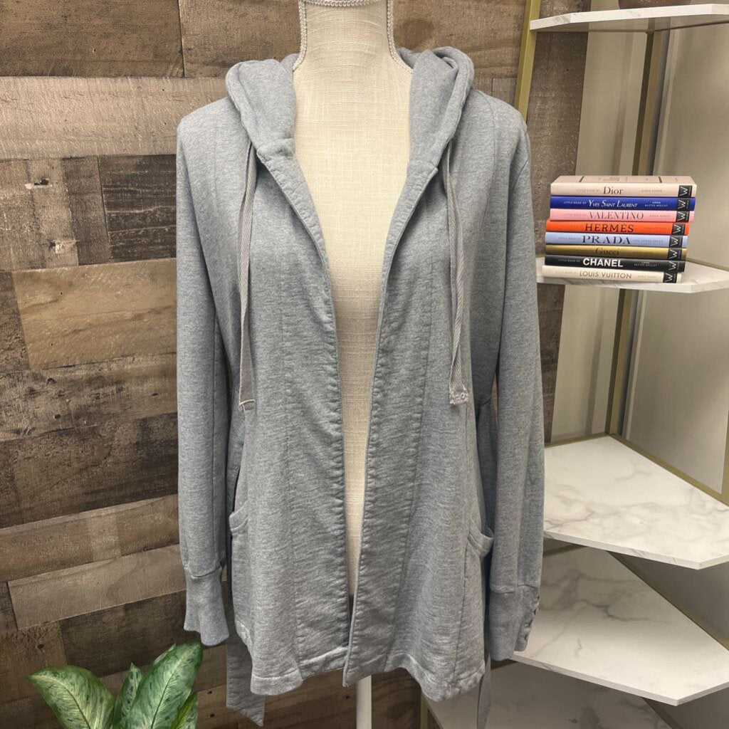 Gray Sweatshirt Hoodie Cardigan
