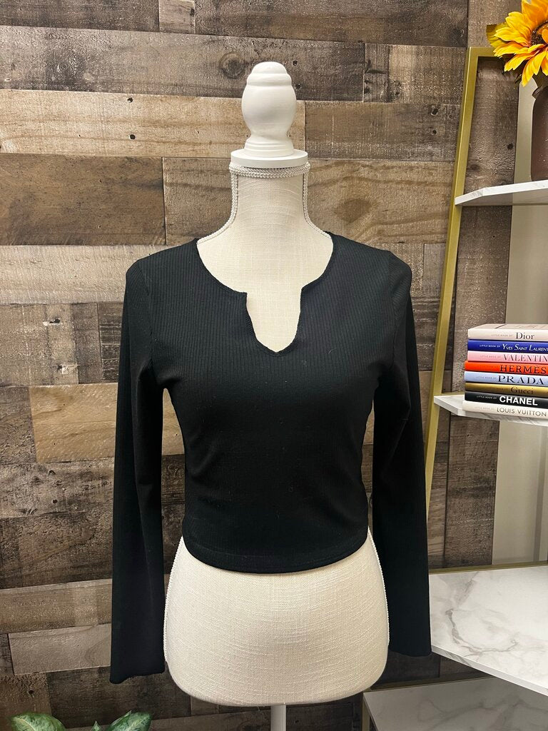Alta Black Ribbed Long Sleeve Top