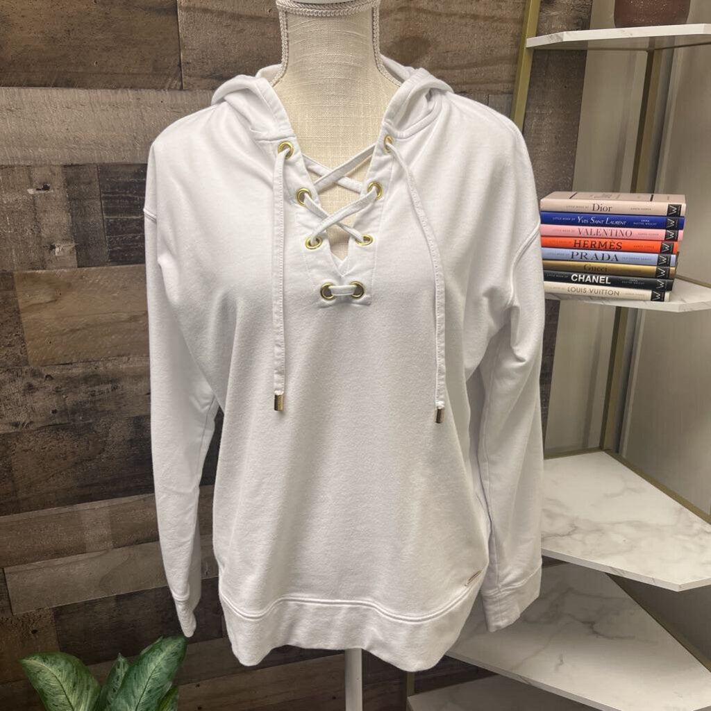 Michael Kors Lace Up White Hoodie