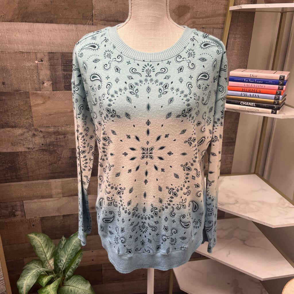 Democracy Blue, Cream Patterned Sweater