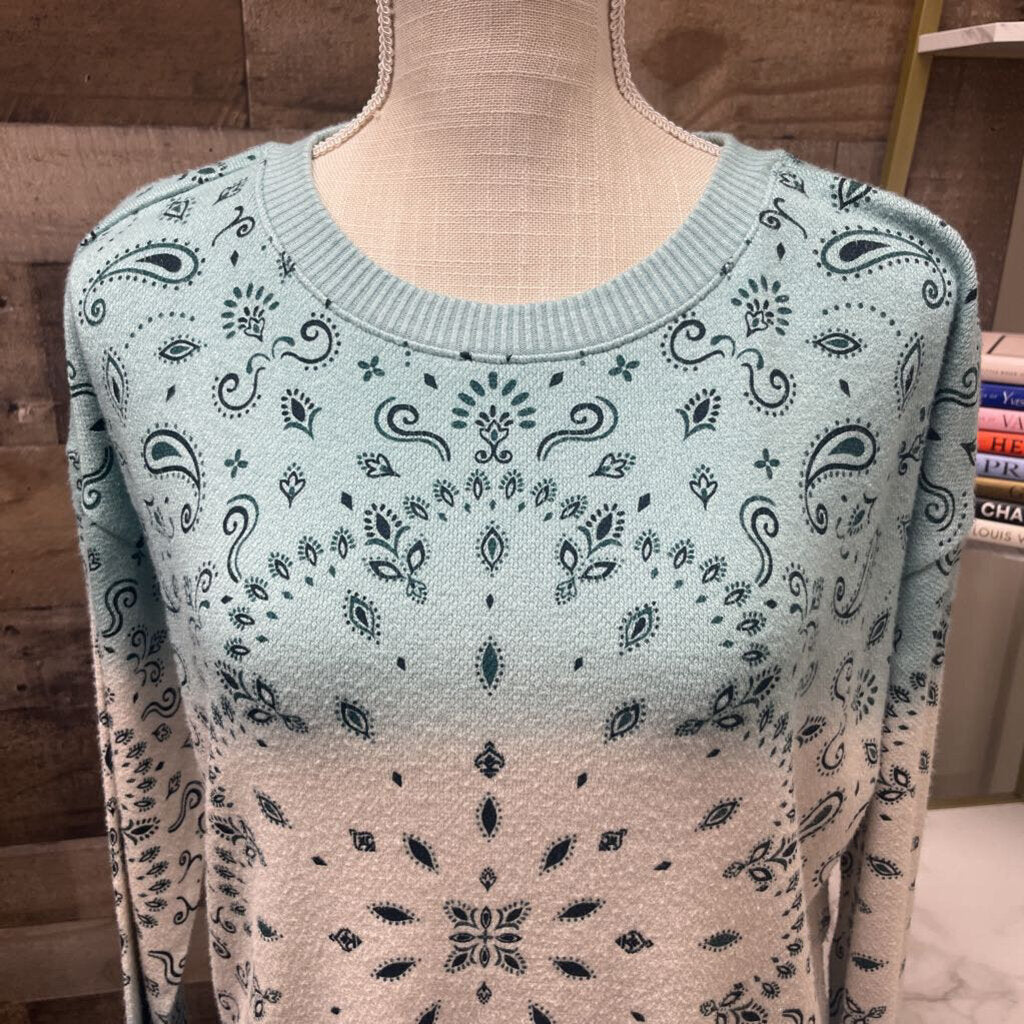 Democracy Blue, Cream Patterned Sweater
