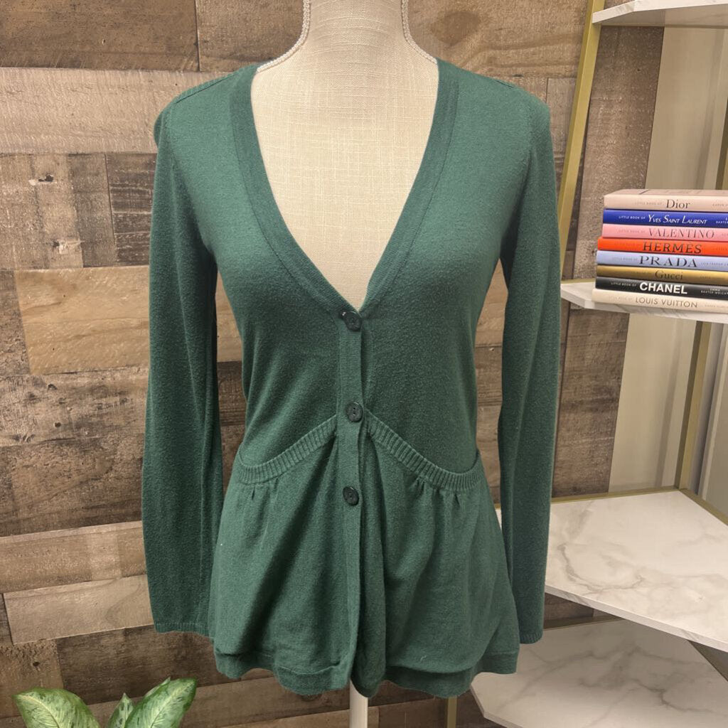 Anthro Rosie Neira Green Gathered Back Long Sleeve