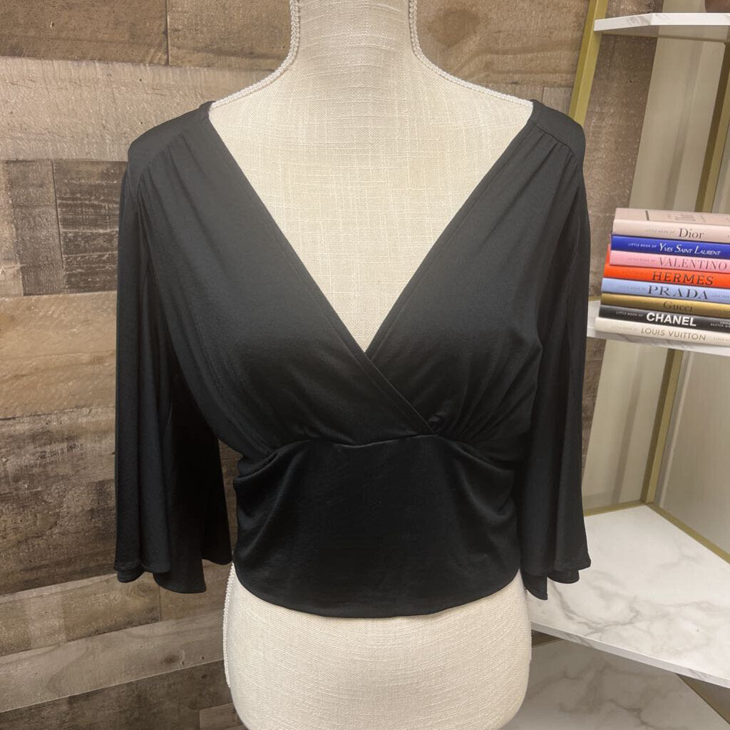 NWT Anthropology Black 3/4 Sleeve Cropped
