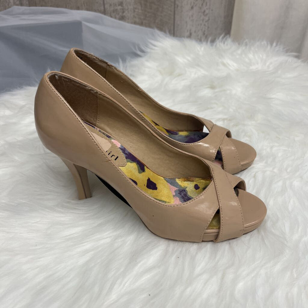 Madden Girl Nude Patten Leather Peep Toe