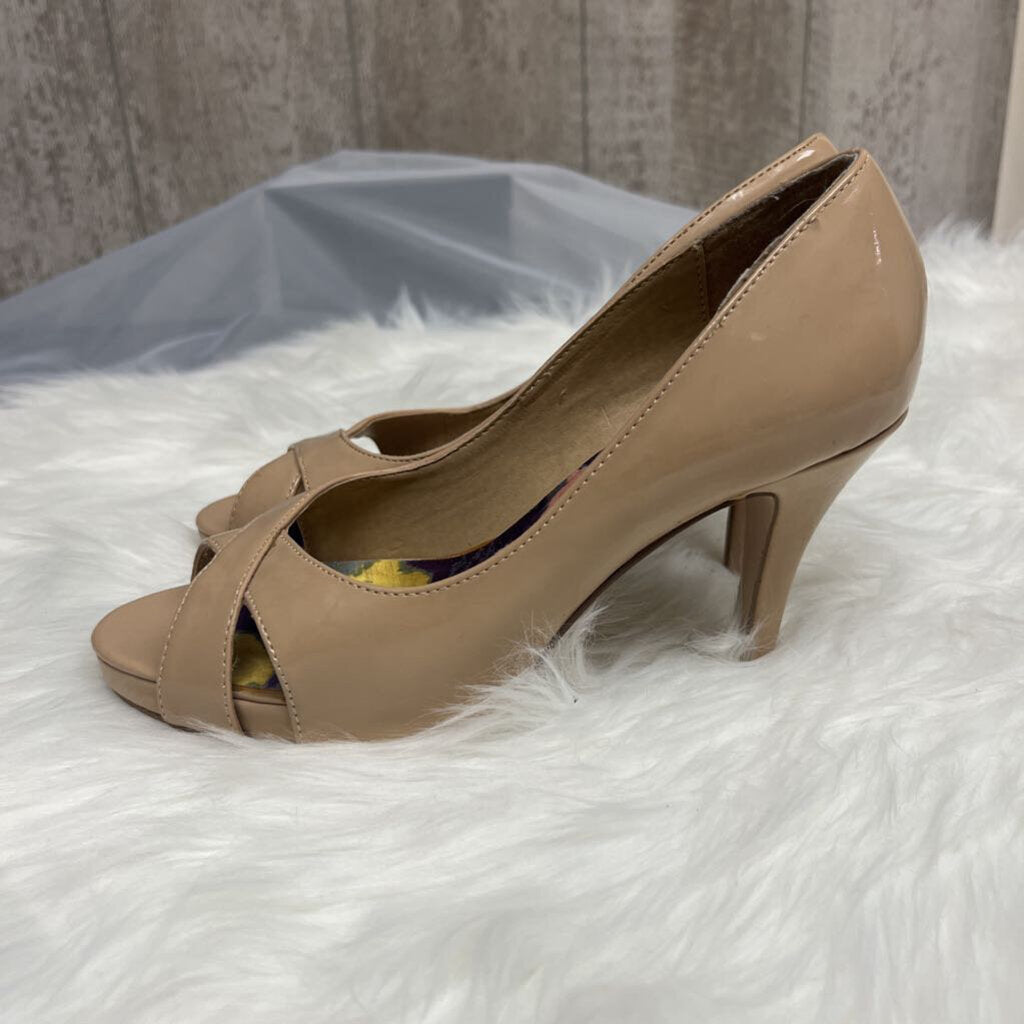 Madden Girl Nude Patten Leather Peep Toe