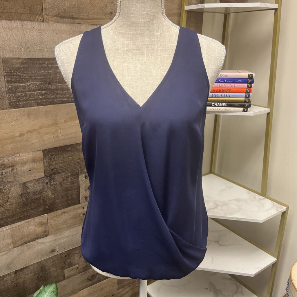 Laundry by Shelli Segal Semi Sheer Navy Sleeveless
