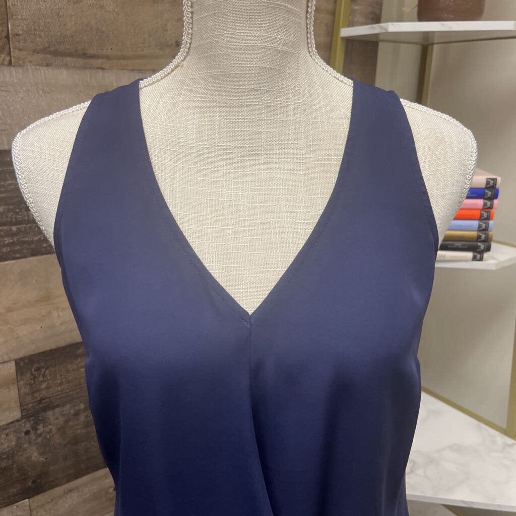 Laundry by Shelli Segal Semi Sheer Navy Sleeveless
