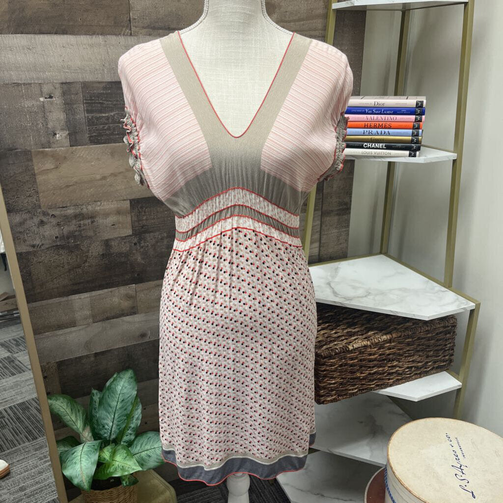 M.S.S.P. Tan Mini Dress w/Red & Black Polka Dots