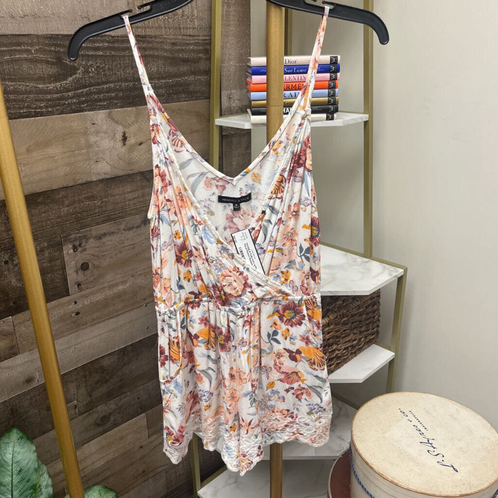 Kendall & Kylie Ivory w/Pink Floral Pattern Romper