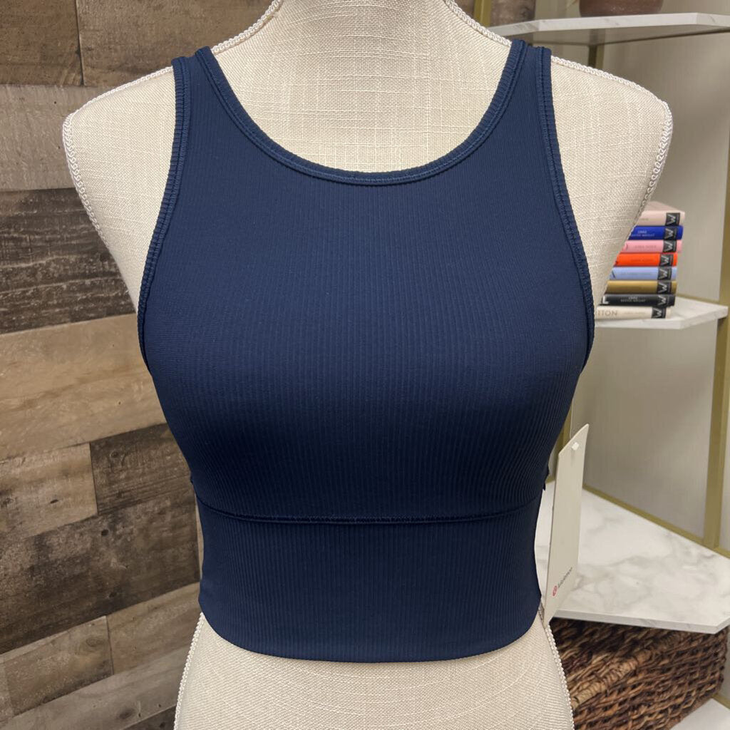 NWT Lululemon Navy Ribbed Power Pivot Cropped Tank