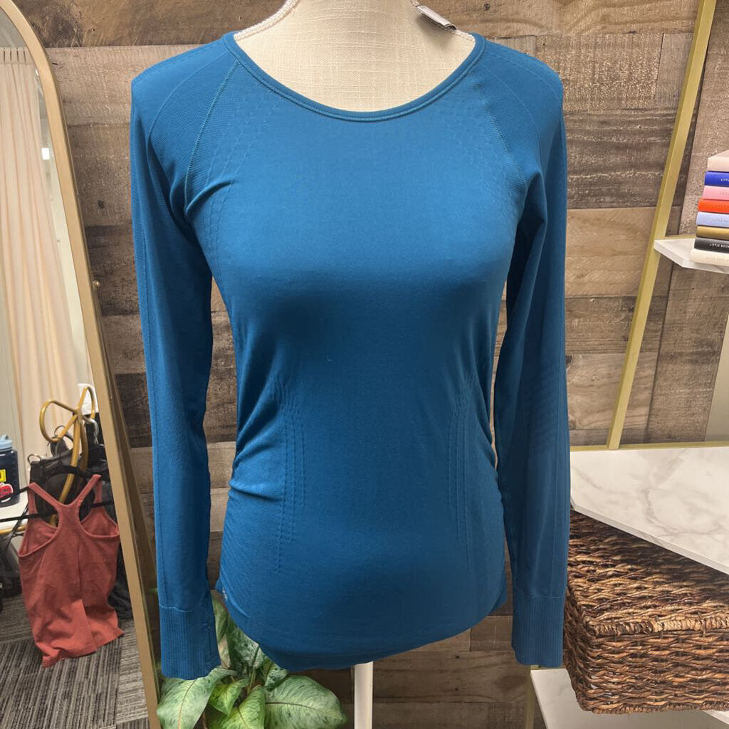 Athleta Teal Long Sleeve Work Out Tee