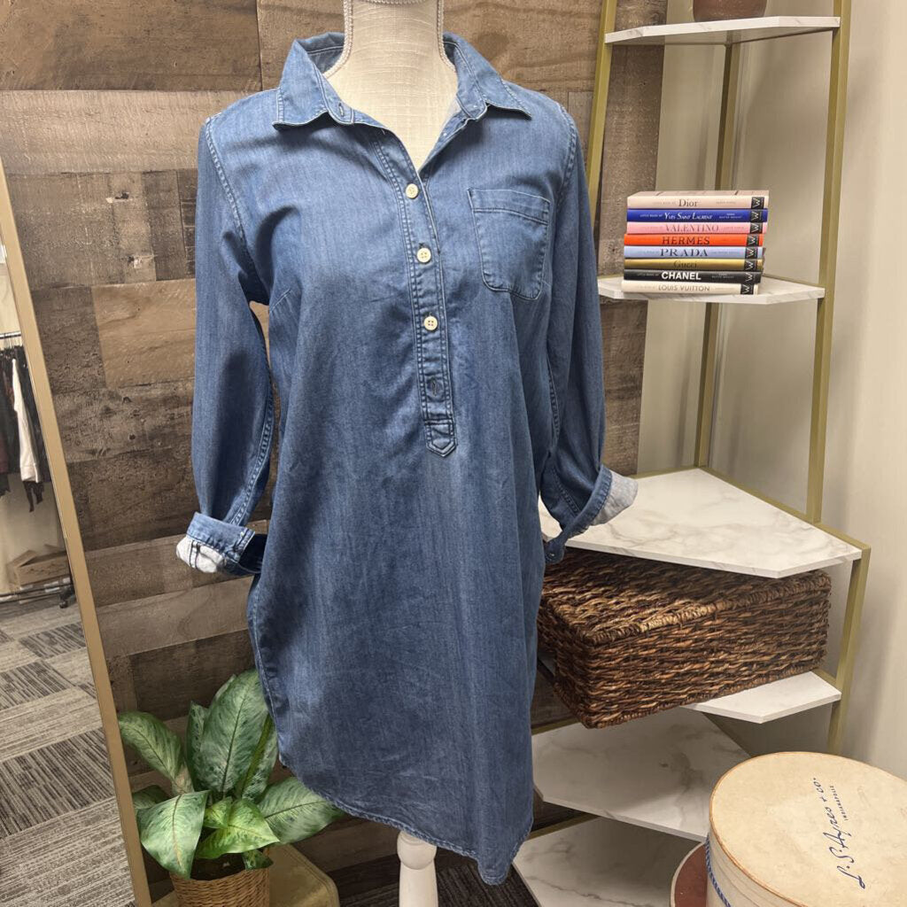 J Crew Denim 3/4 Length Roll Sleeve Dress