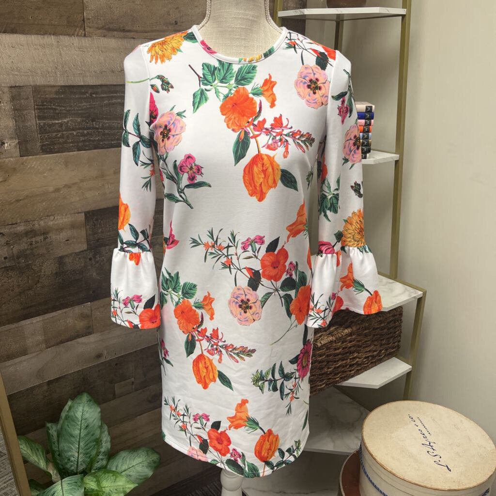 ASOS Bright Floral Bell Sleeve Dress