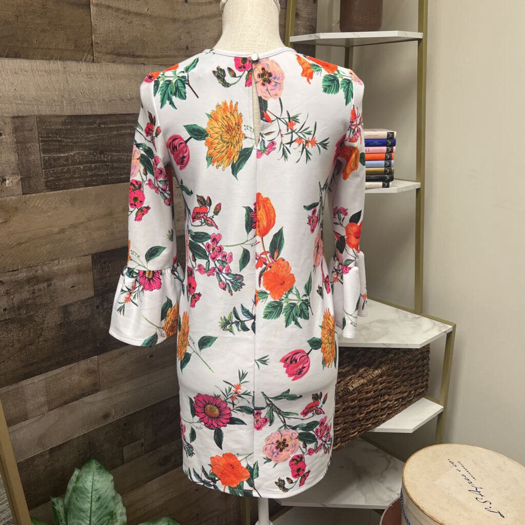 ASOS Bright Floral Bell Sleeve Dress