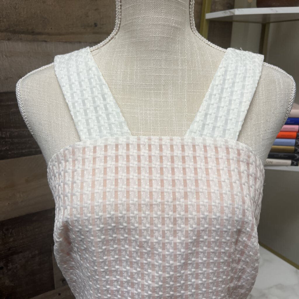 Anthro Maeve White & Peach Basket Back Zip
