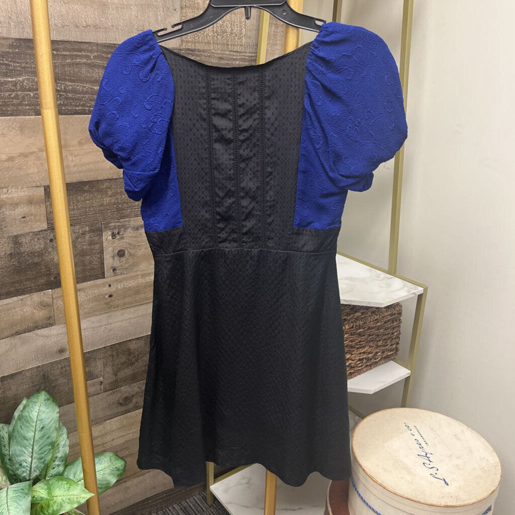 Anthro Moulinette Soeurs Silk Black & Blue Dress