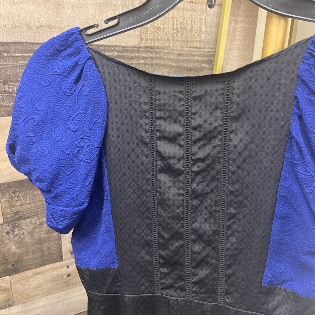 Anthro Moulinette Soeurs Silk Black & Blue Dress
