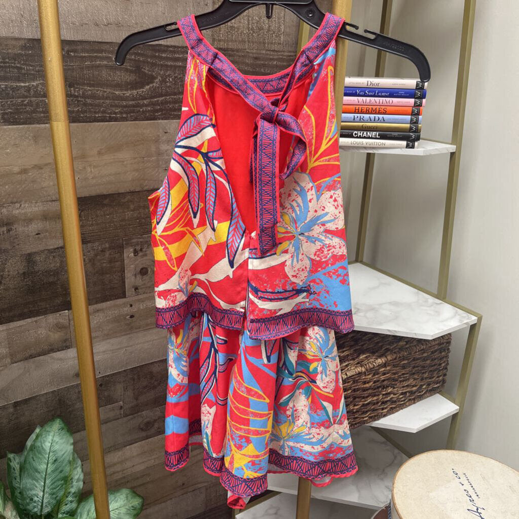 Anthro Flying Tomato Pink & Blue Halter Dress