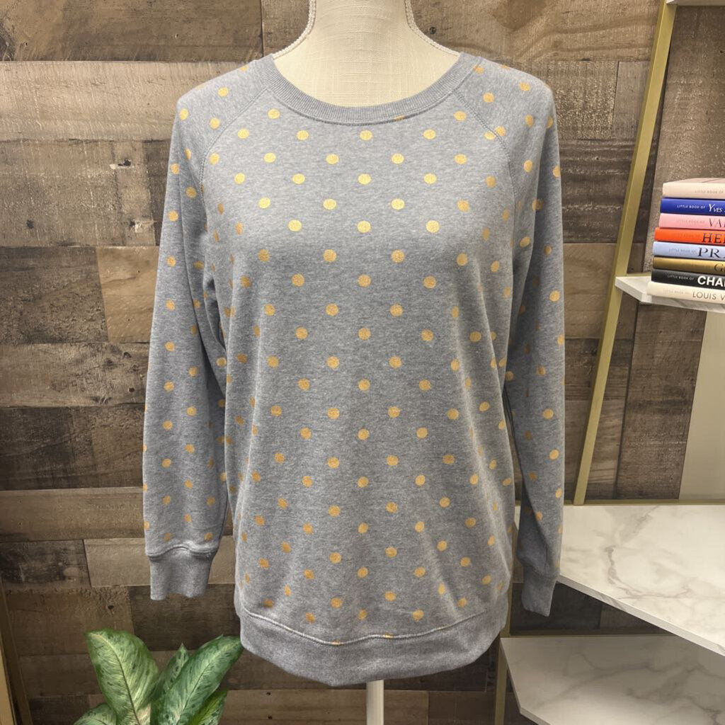 Old Navy Gray Sweatshirt w/Gold Polka Dots