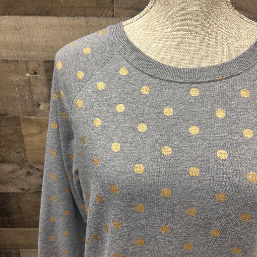 Old Navy Gray Sweatshirt w/Gold Polka Dots
