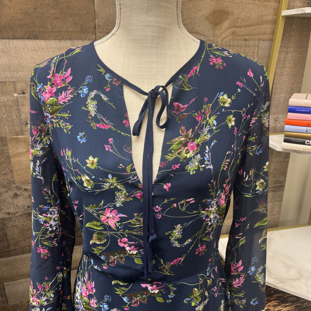 Adelyn Rae Navy & Floral Long Sleeve Ruffle