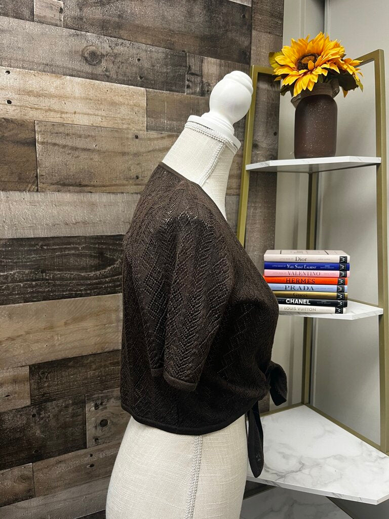 Ann Taylor Brown Crochet Shrug