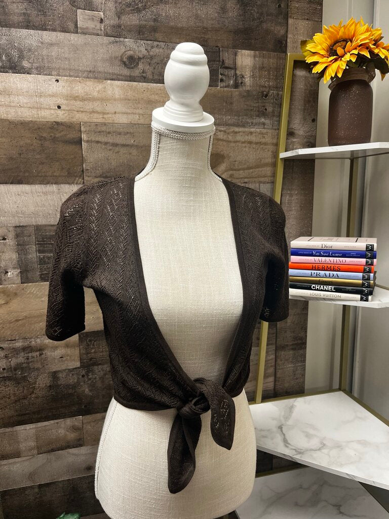 Ann Taylor Brown Crochet Shrug