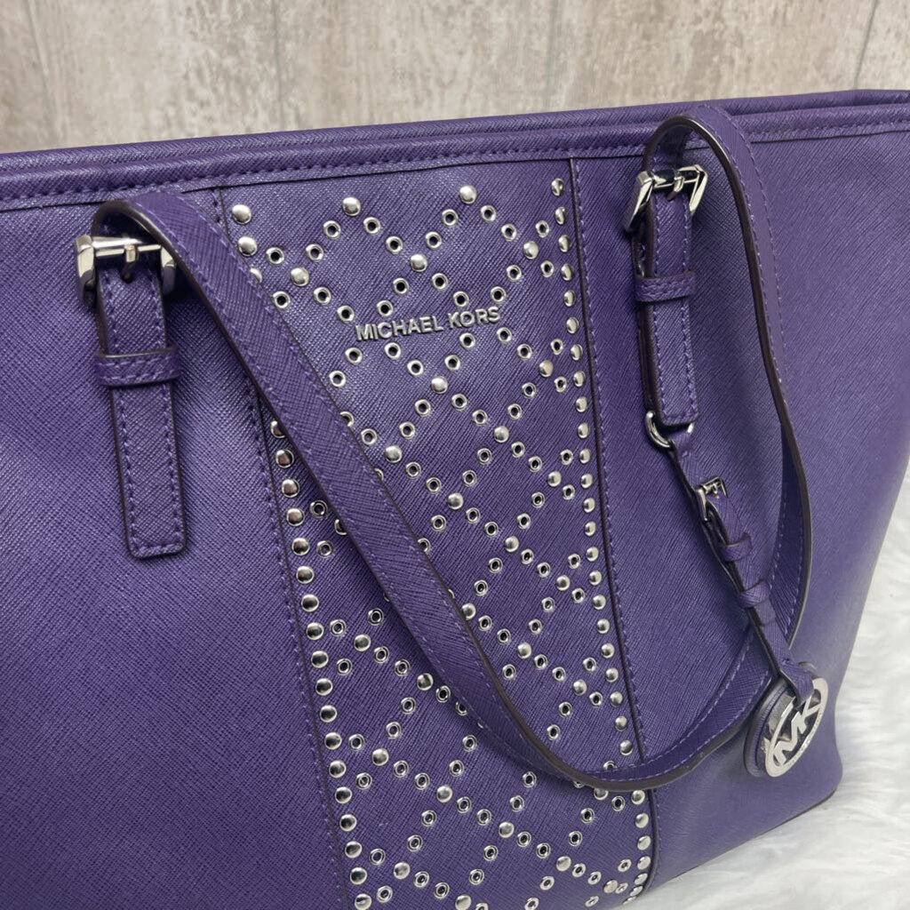 Michael Kors Purple & Silver Grommet Tote