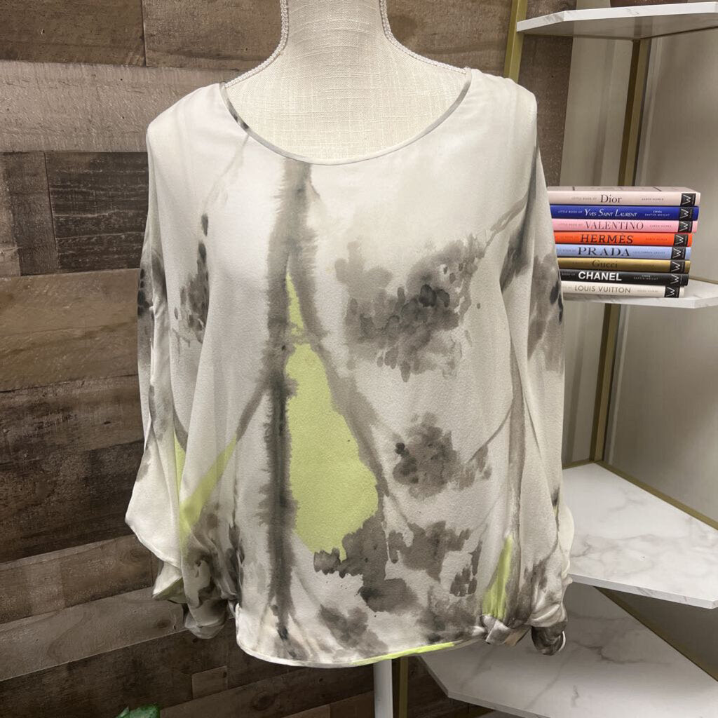 Diane von Furstenberg Silk Ponch Ivory & Lime