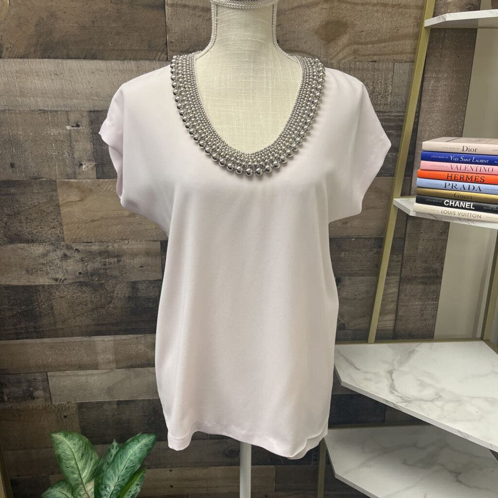 Diane von Furstenberg Silk Blush Beaded Neckline