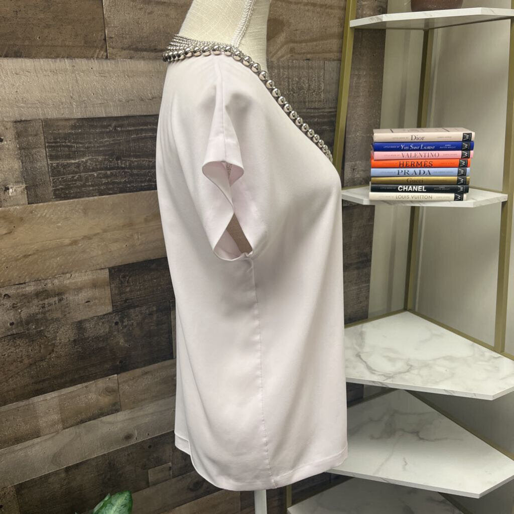 Diane von Furstenberg Silk Blush Beaded Neckline