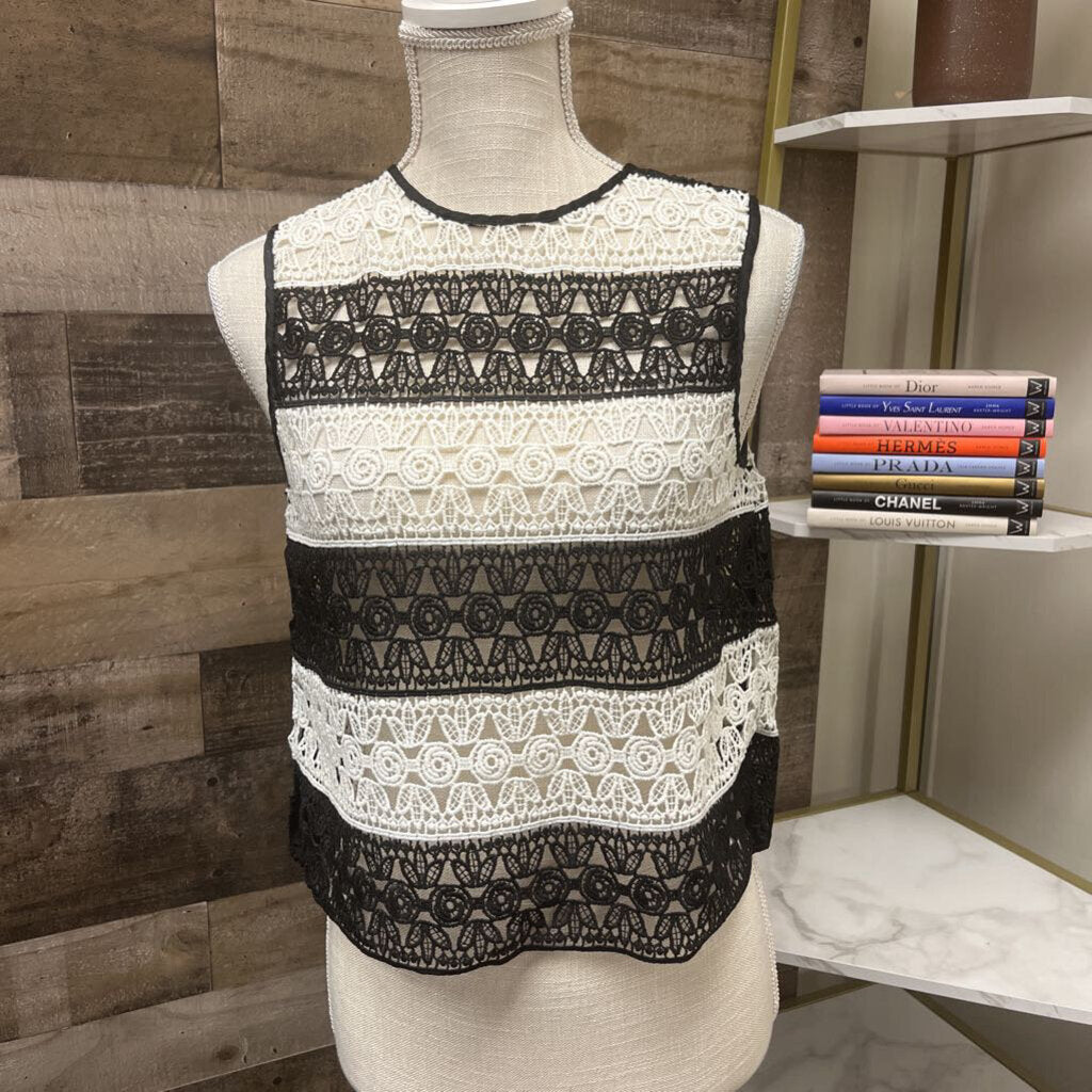 Zara Black & White Crochet Tank