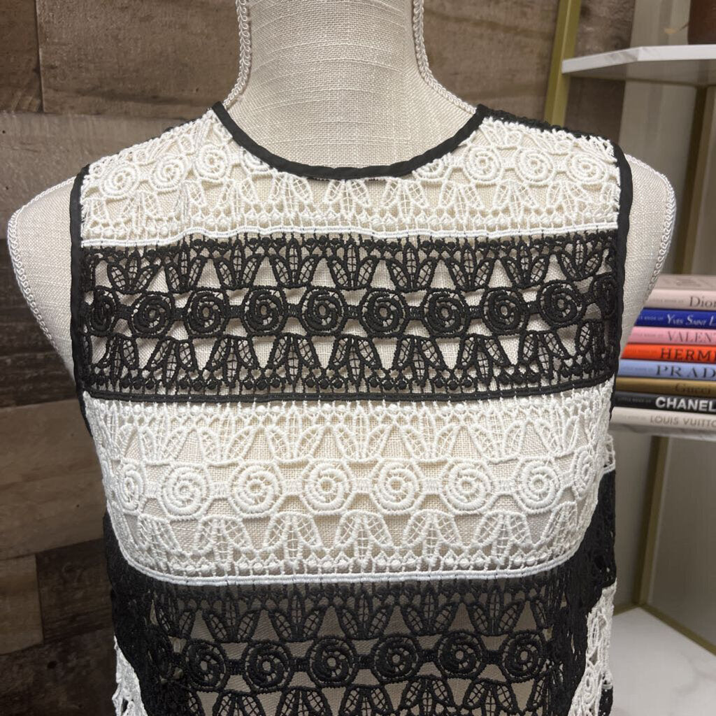 Zara Black & White Crochet Tank