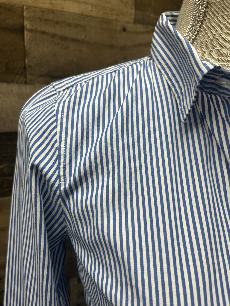 J Crew Stretch Perfect Blue & White Stripe Button Down