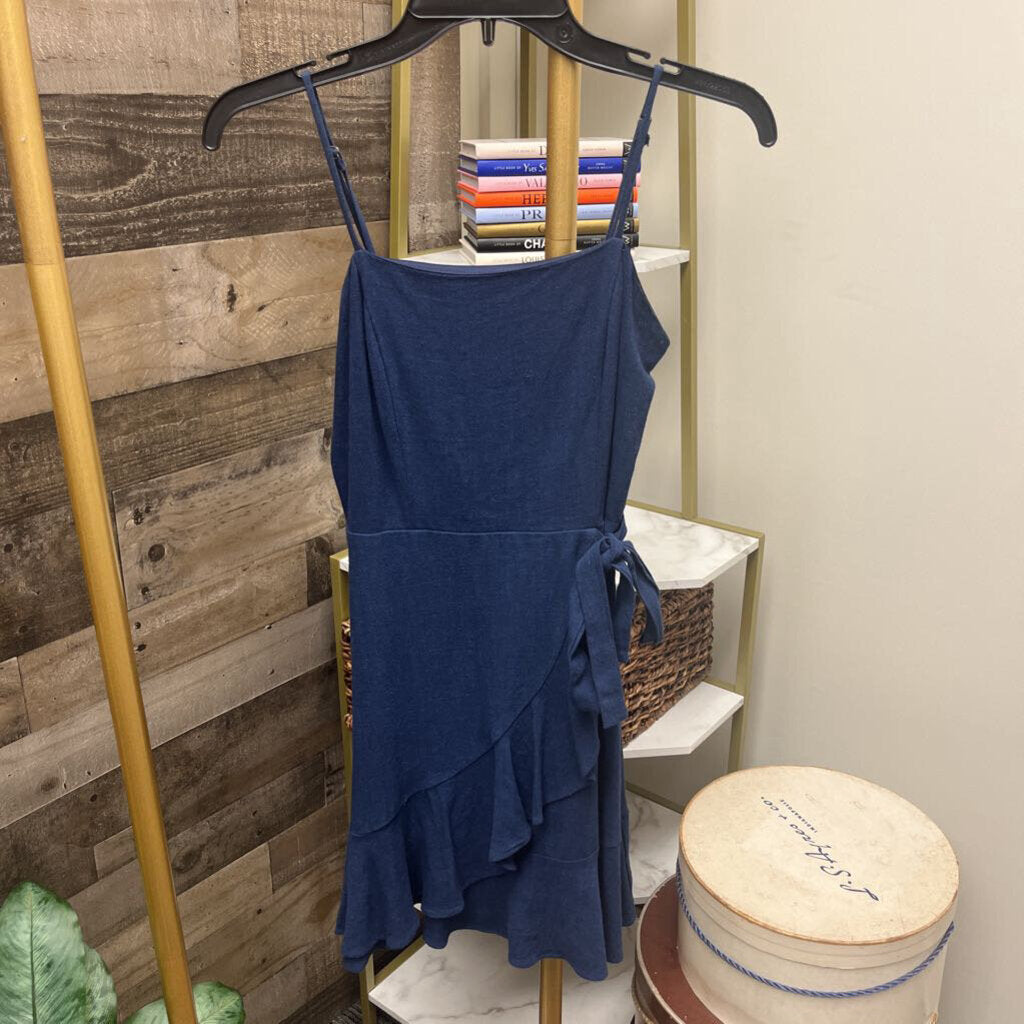 Altar'd State Navy Spaghetti Strap Faux Wrap Mini