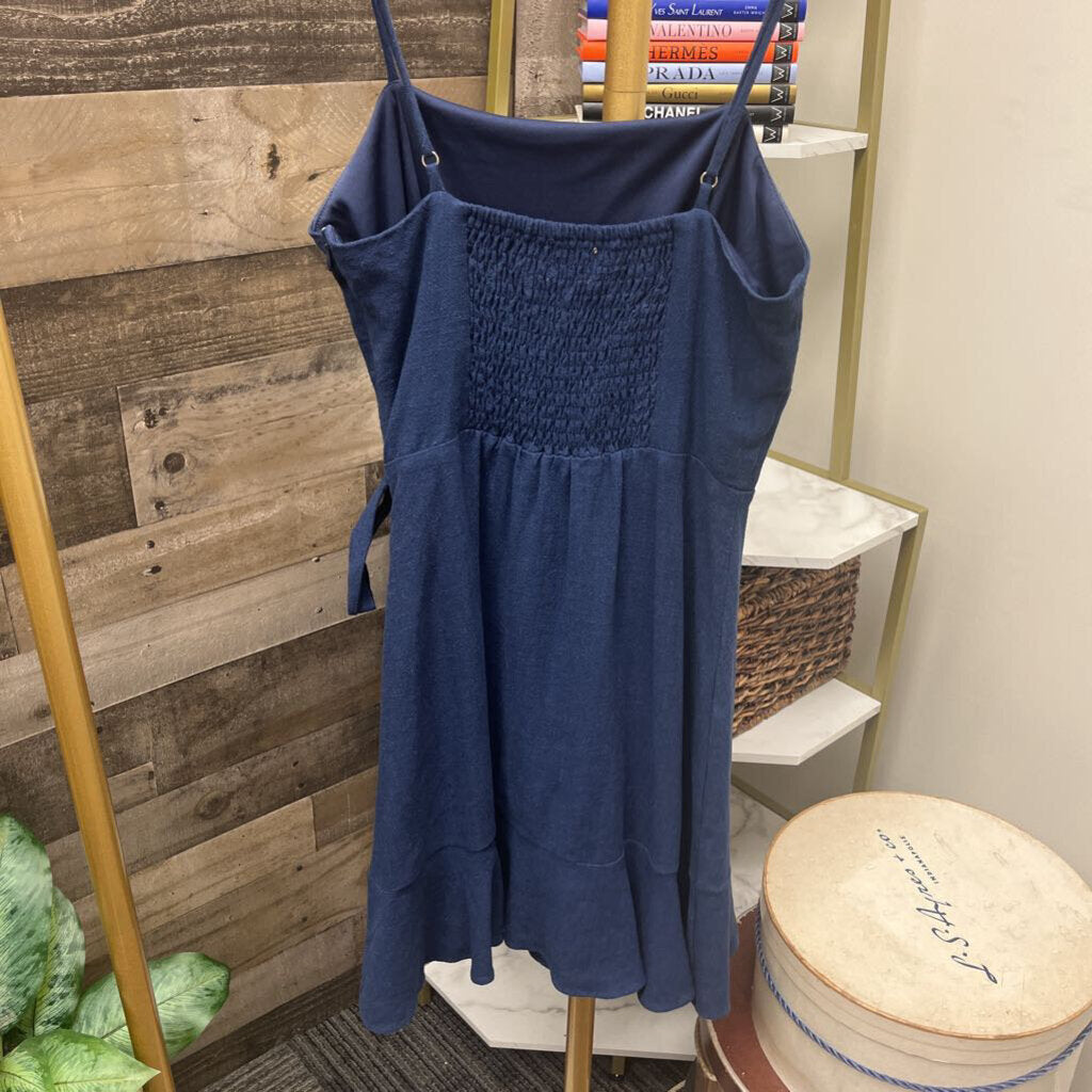 Altar'd State Navy Spaghetti Strap Faux Wrap Mini