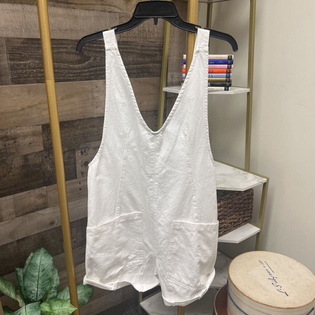 NWT Free People White Denim Overall Shorts