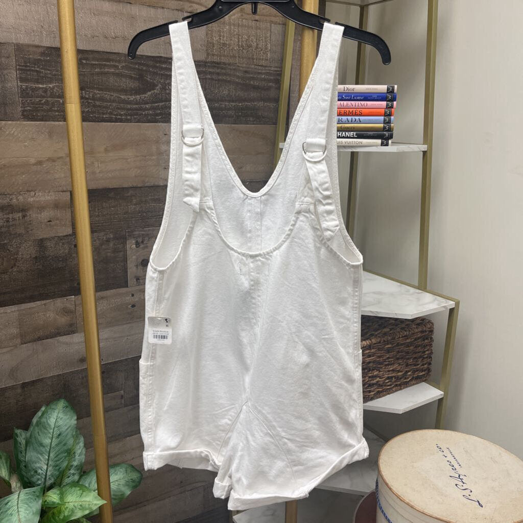 NWT Free People White Denim Overall Shorts