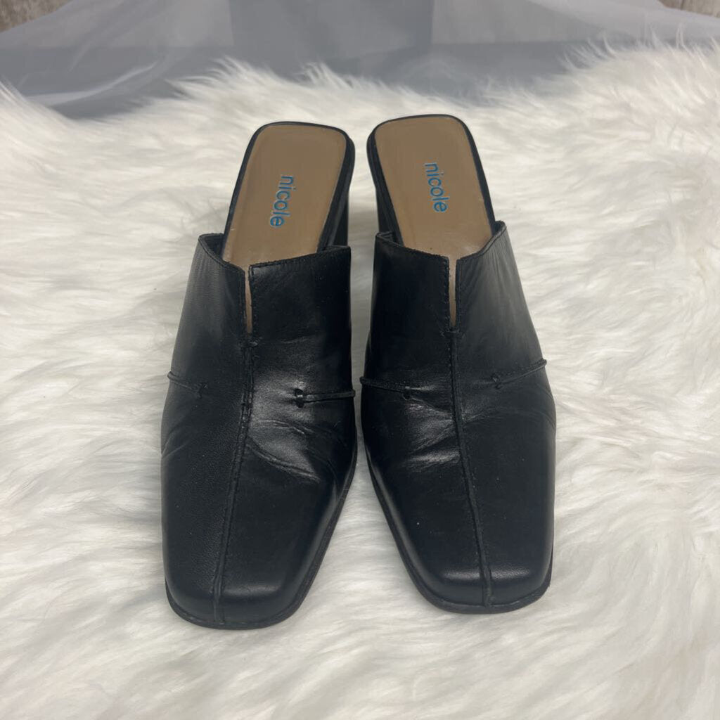Nicole Black Notch Front Mule Heel