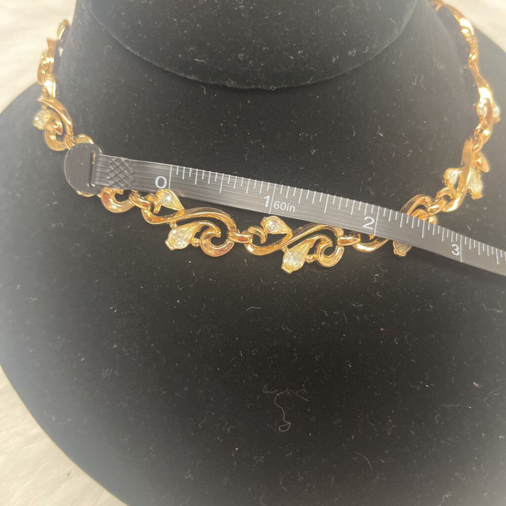 Vintage Gold & White Gem Choker