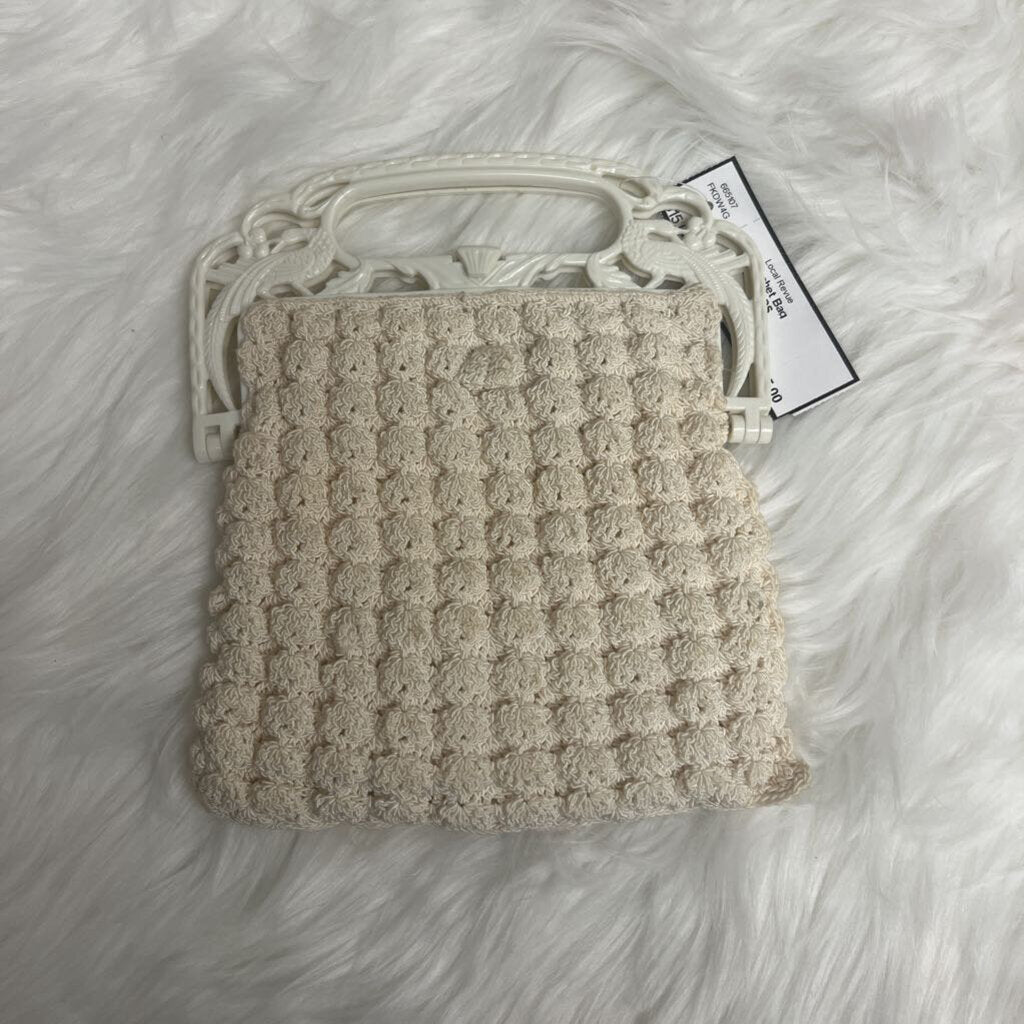 Ivory Crochet Bag w/Peacocks