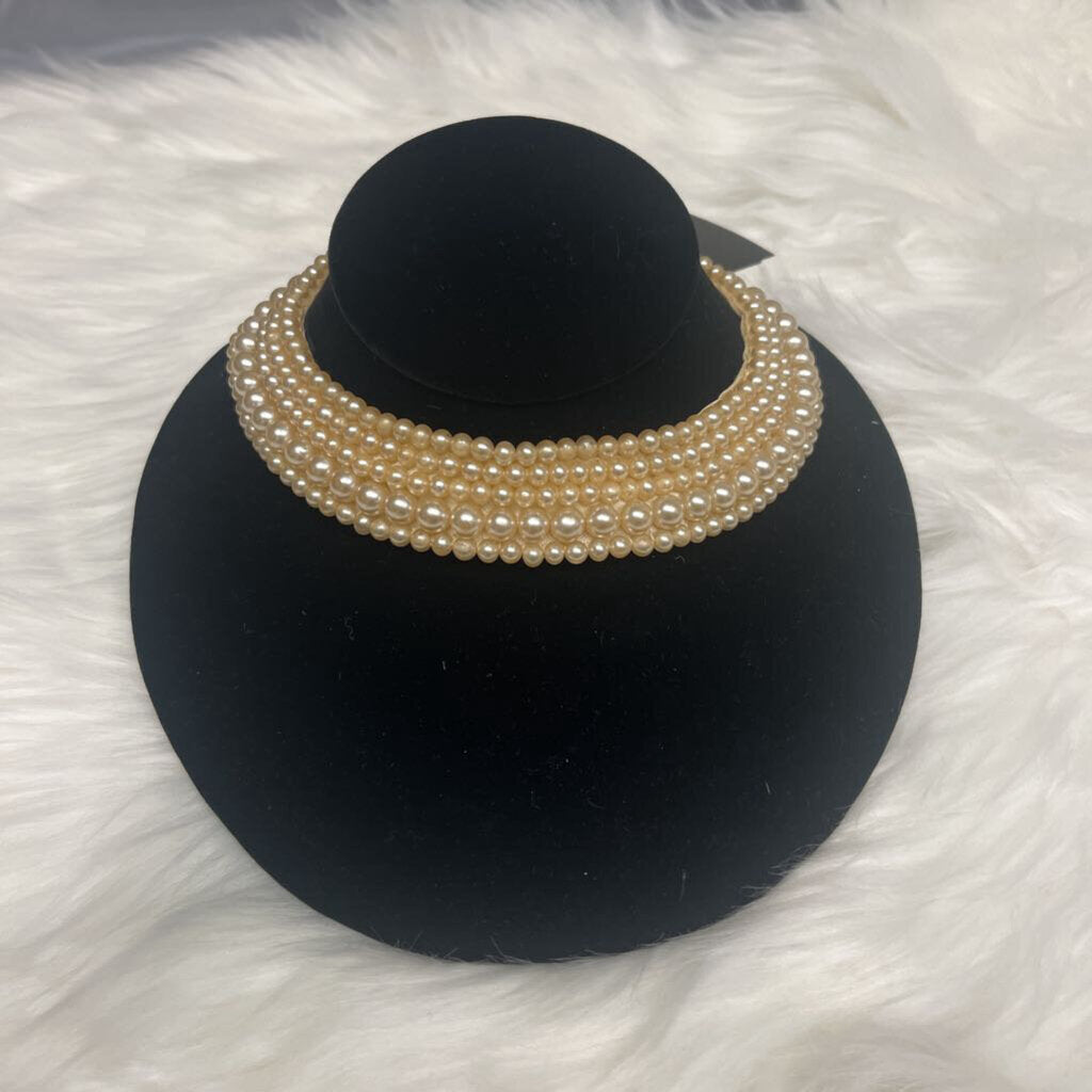 Vintage Ivory Satin Beaded Collar