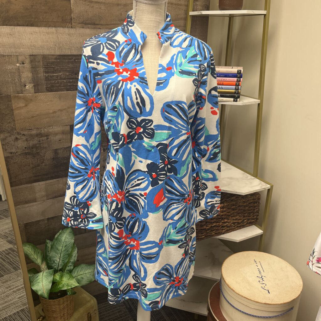 Mahi Gold Cotton Floral Long Sleeve Dress