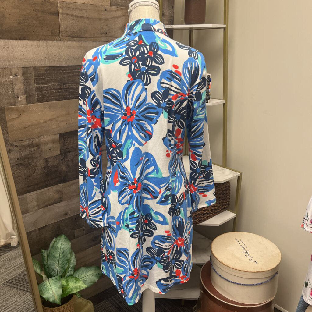 Mahi Gold Cotton Floral Long Sleeve Dress