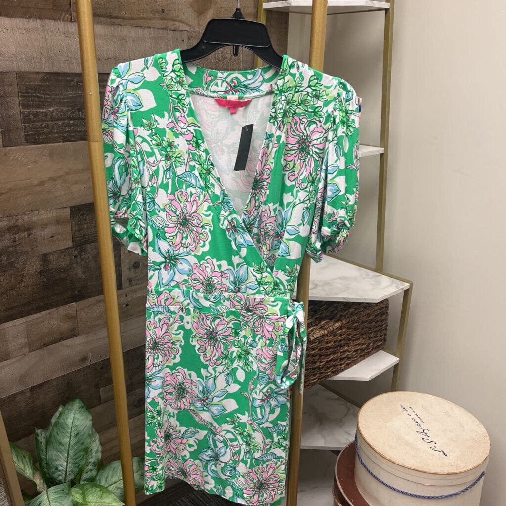 Lilly Pulitzer Green Patterned Wrap Dress