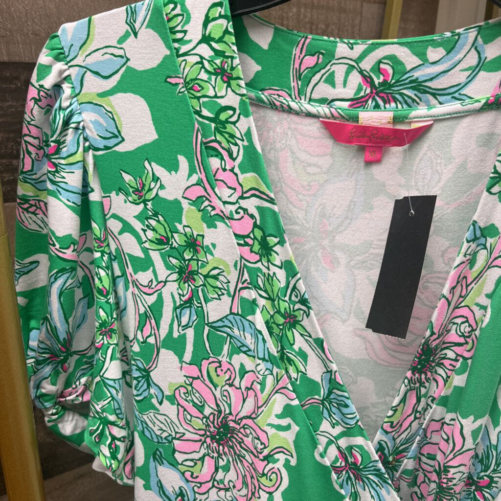 Lilly Pulitzer Green Patterned Wrap Dress