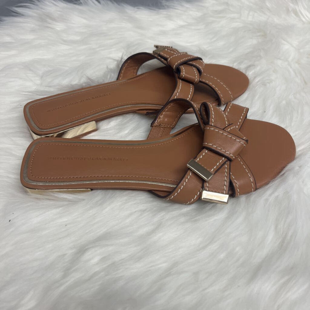 White House Black Market Knotted Flat Tan Sandal