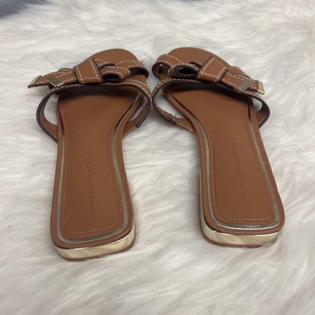 White House Black Market Knotted Flat Tan Sandal