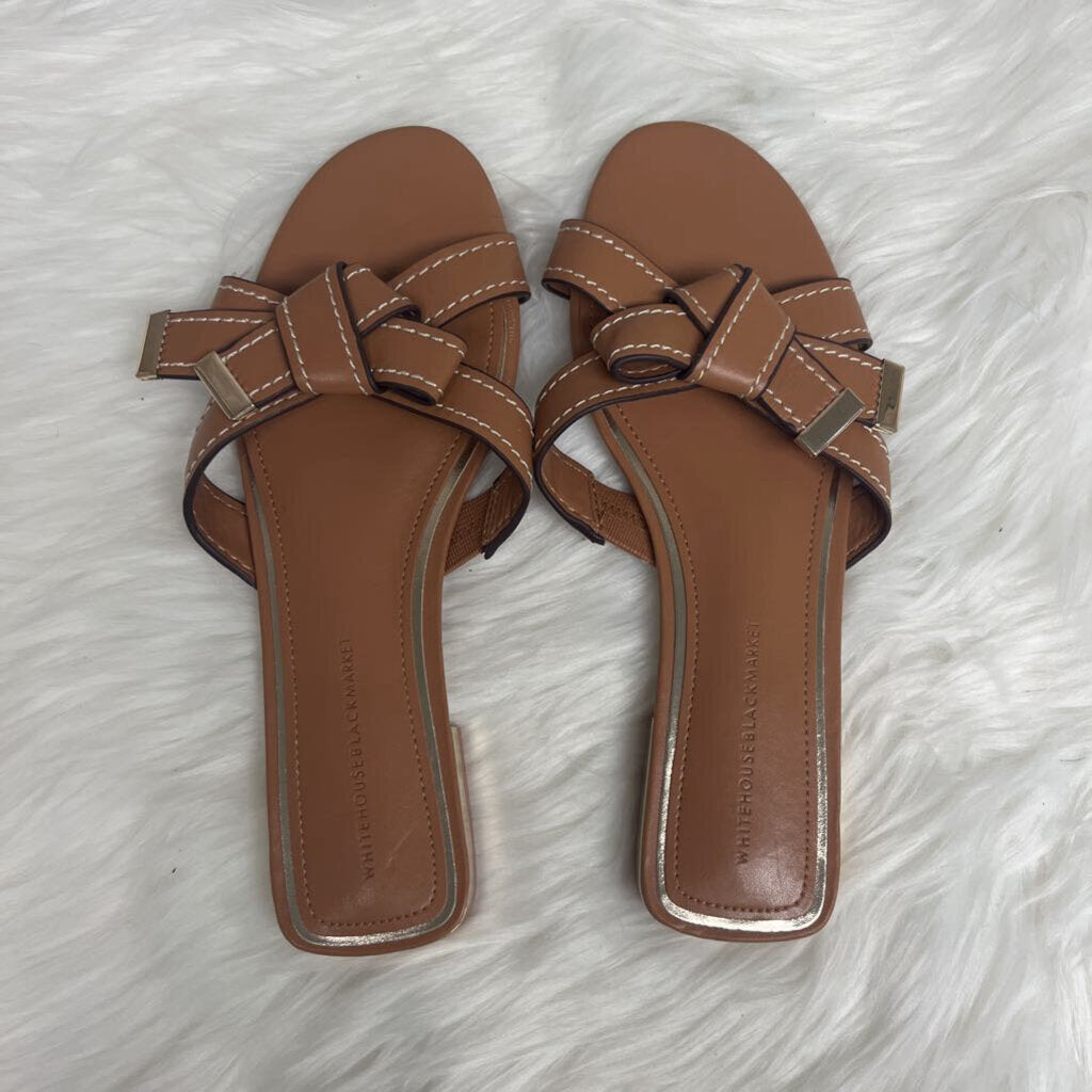 White House Black Market Knotted Flat Tan Sandal