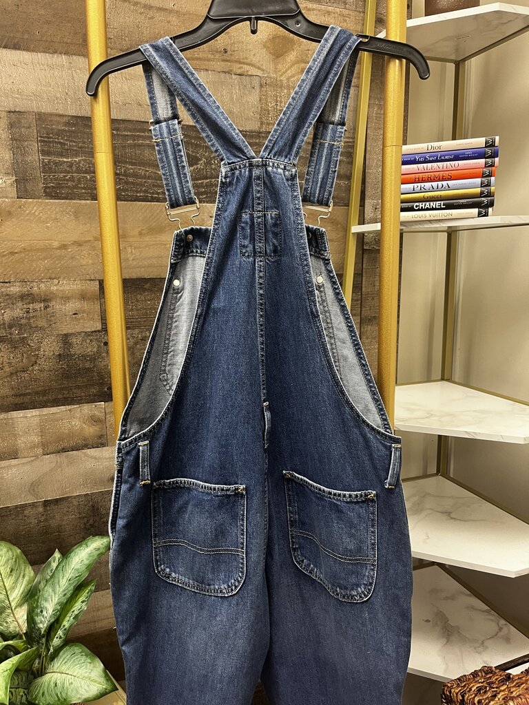 GAP Cropped Slouch Denim Overalls Women's Dark Wash